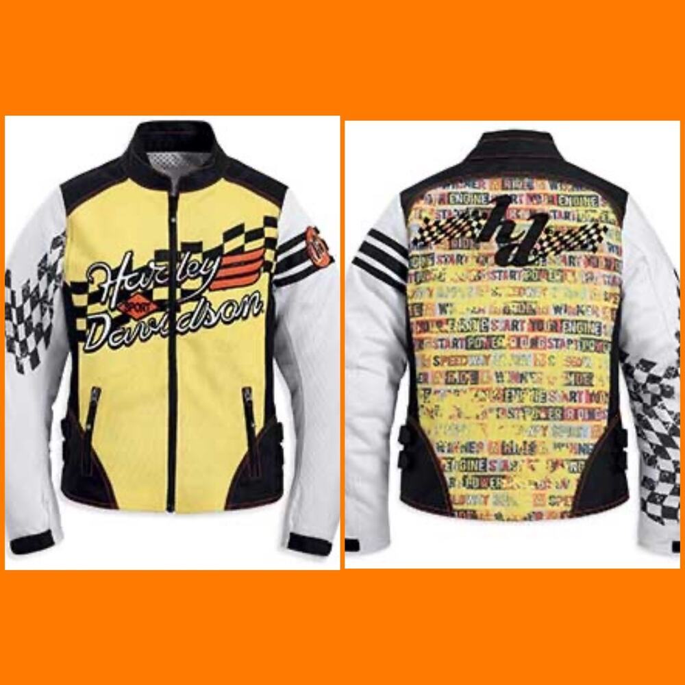 NEW Harley-Davidson Speedway RCS Mesh Jacket‎ Yellow Racing Checkered Small